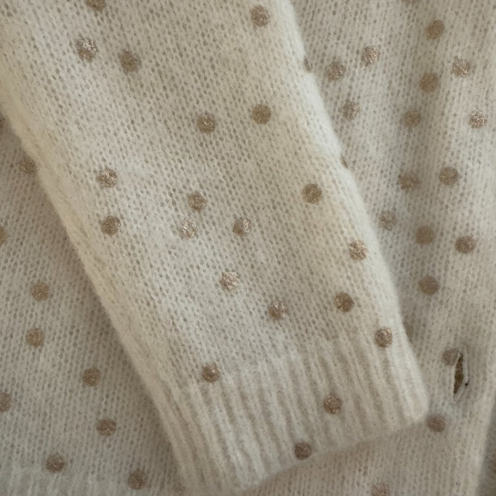 SÉZANE Talitha Kid Mohair Cardigan In Ecru Champagne Dots NWOT XXS Runs Large - Picture 9 of 13
